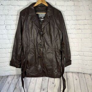 NEW Vintage 80s Wilsons Leather Thinsulate Lining Belted Jacket Coat XL Burgundy